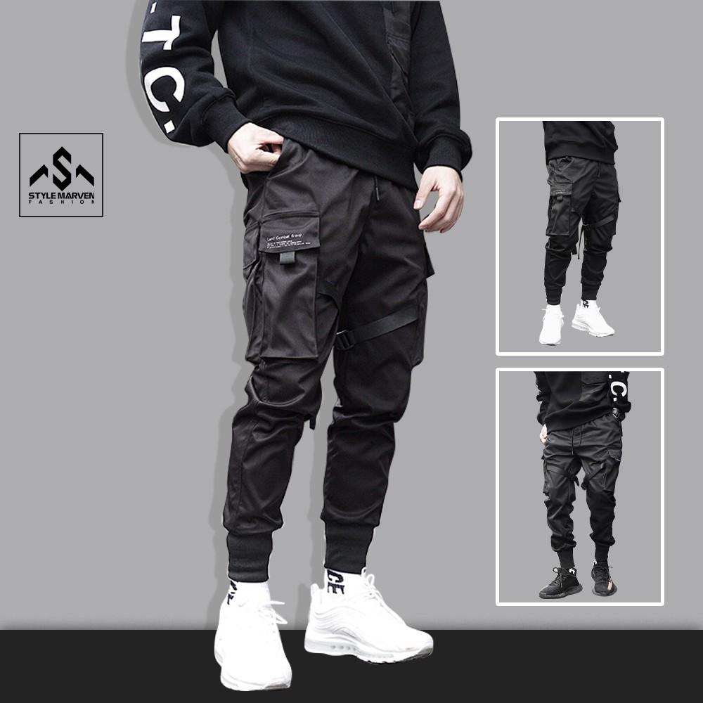 Quần jogger nam kaki STYLE MARVEN kiểu dáng thể thao bo gấu thời trang phối túi hộp in chữ cool ngầu - QUAN SM025C3