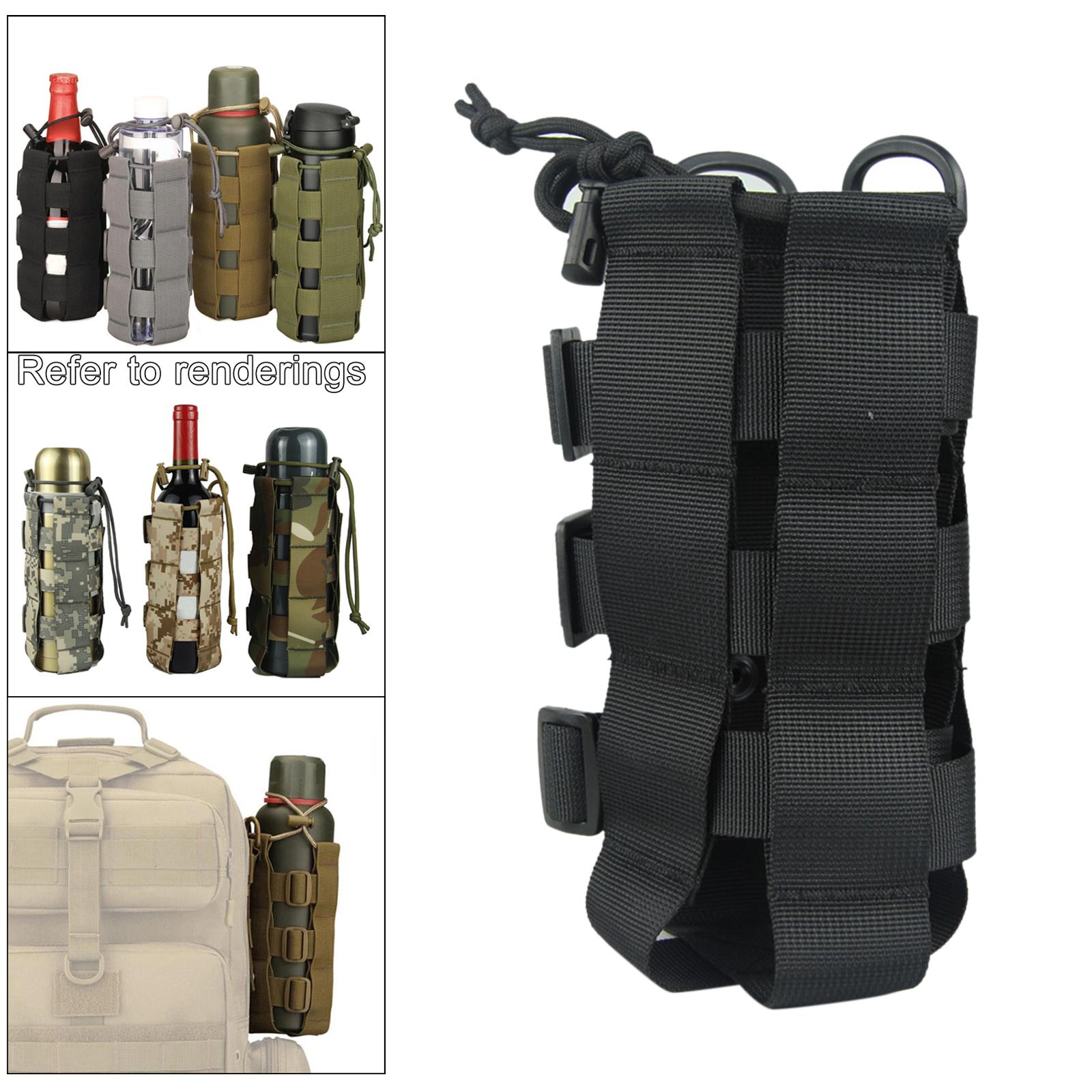 Sports Water Bottles Pouch Bag, 0.3L - 0.8L Tactical Drawstring Molle Water Bottle Holder Pouches Portable Travel Tactical Hydration Carrier Bags
