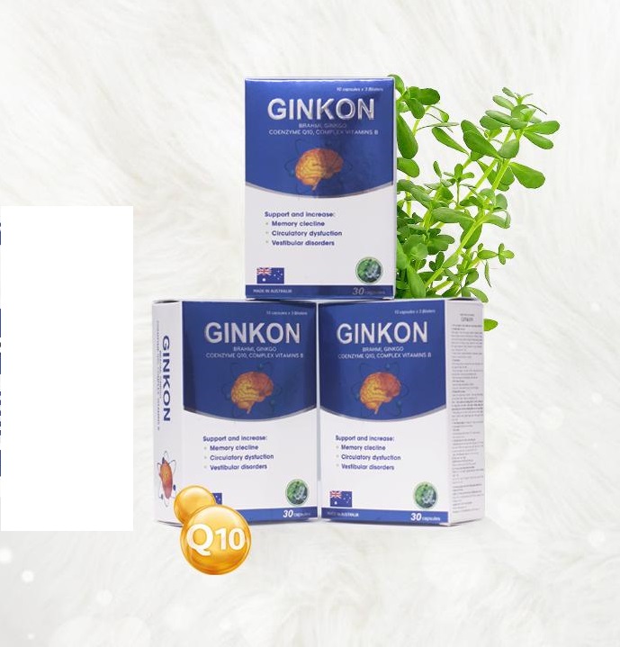 Bổ não Ginkon Úc giảm rối loạn tiền đình, tăng cường lưu thông máu hộp 30 viên