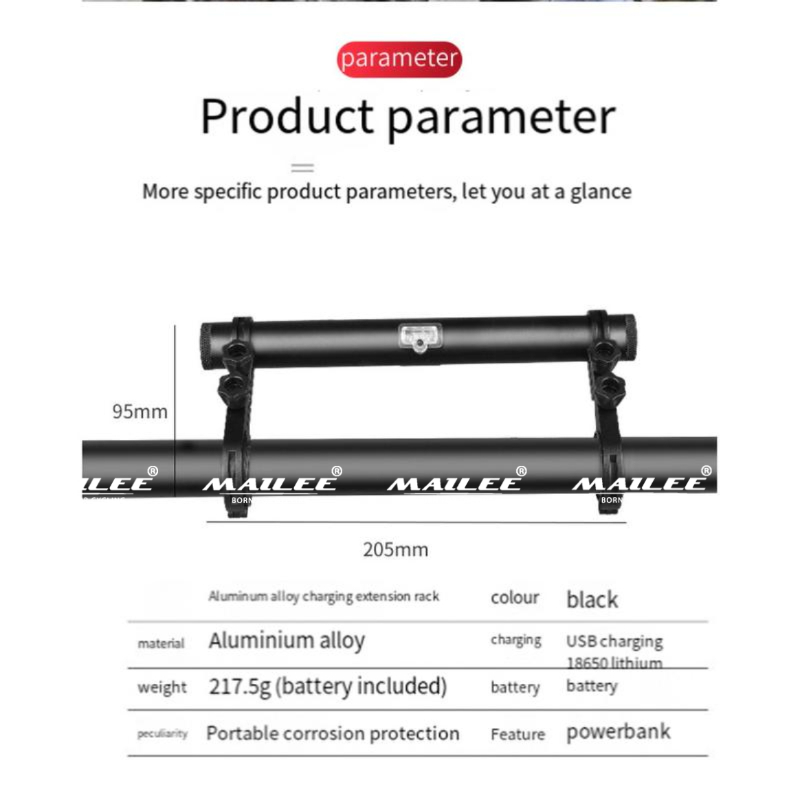Giá đỡ mở rộng tay lái xe đạp leo có sạc Thanh mở rộng xe đạp hợp kim nhôm giúp mở rộng tay lái và sạc đèn khi cần Mai Lee