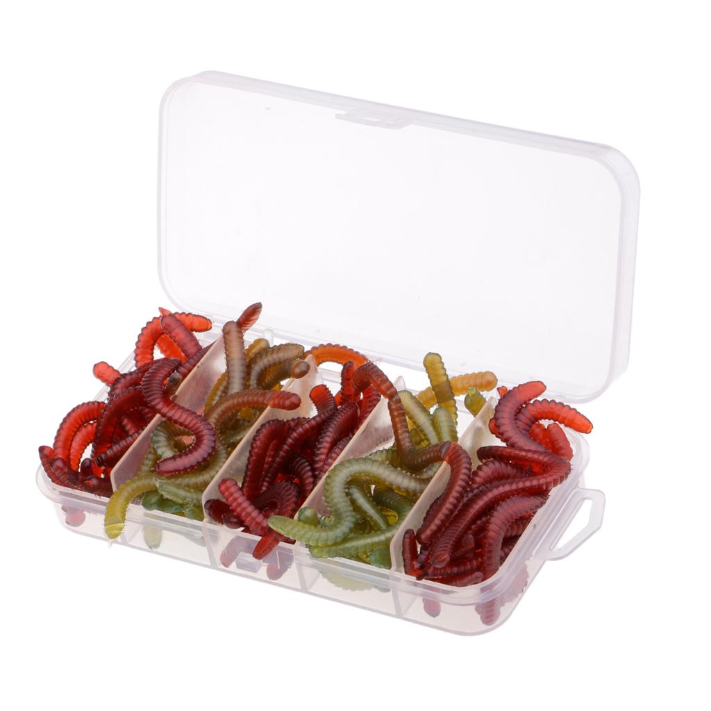 50pcs Bionic Worm Lures Soft Fishing Lure Earthworm Lure Crankbait