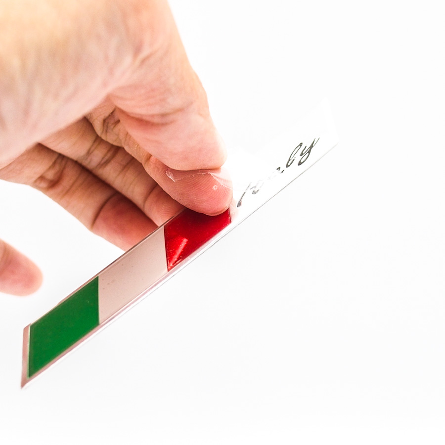 Sticker hình dán metal cờ Ý Italia - miếng lẻ - Ngang 10x1.5cm