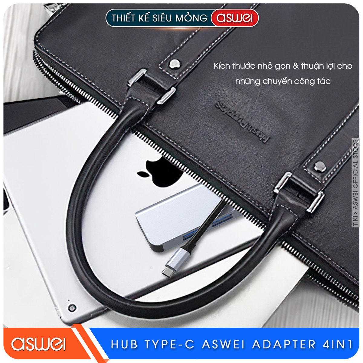 Hub Type C Và Hub USB 3.0 ASWEI 4 in 1 To 4 USB 3.0 - Hàng Chính Hãng