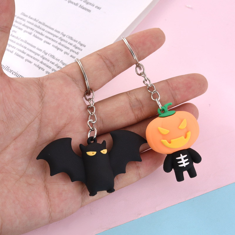 5 Cái Móc khóa Halloween hoạt hình quà tặng ngày lễ mặt dây chuyền cặp học sinh đồ trang trí xe hơi bí ngô dơi