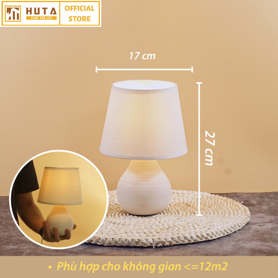 Đèn Ngủ HUTA Light For Life S1 Gốm Sứ Cao Cấp, Decor Phòng Ngủ, Điều Chỉnh Độ Sáng, Đèn Vàng Bóng Led Tiết Kiệm Điện