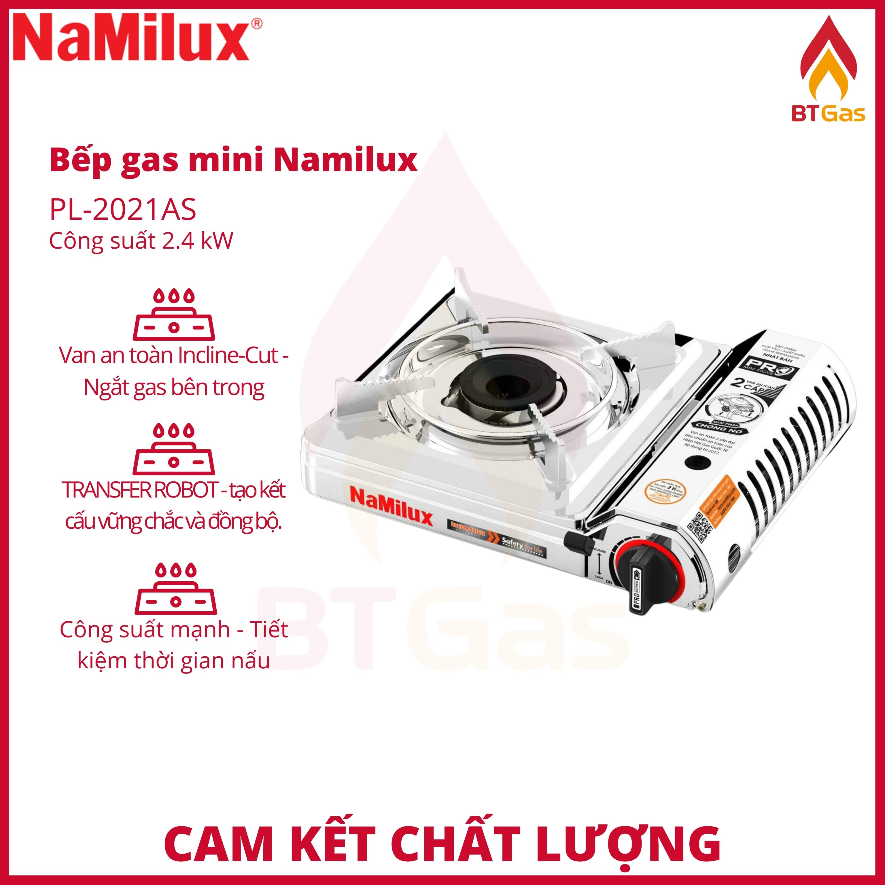 Bếp gas mini inox, bếp ga mini Namilux van chống nổ 2S PL - 2021AS - Hàng chính hãng