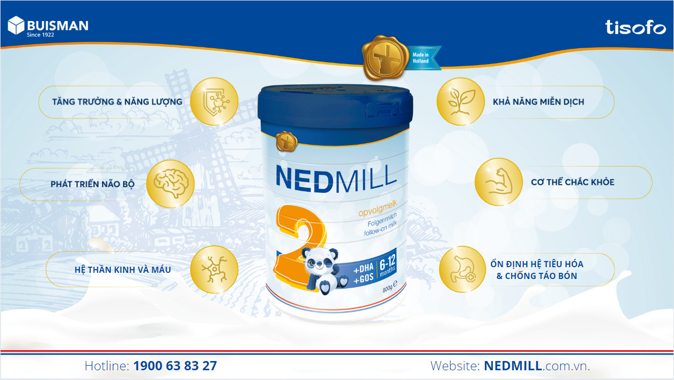 SẢN PHẨM DINH DƯỠNG NEDMILL STAGE 2 DÀNH CHO TRẺ TỪ 6-12 THÁNG TUỔI