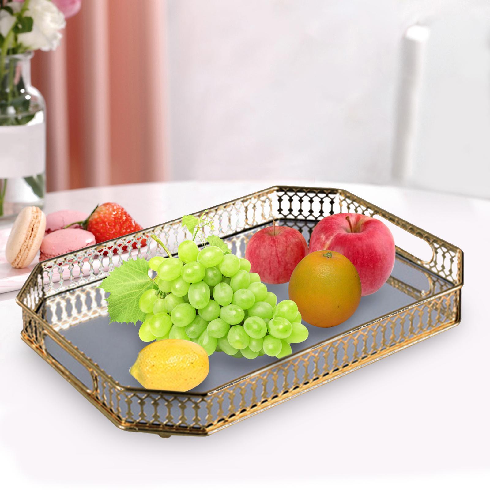Mirror Serving Tray Fruit Plate Mirrored Tray for Vanity for Food Snack Cake