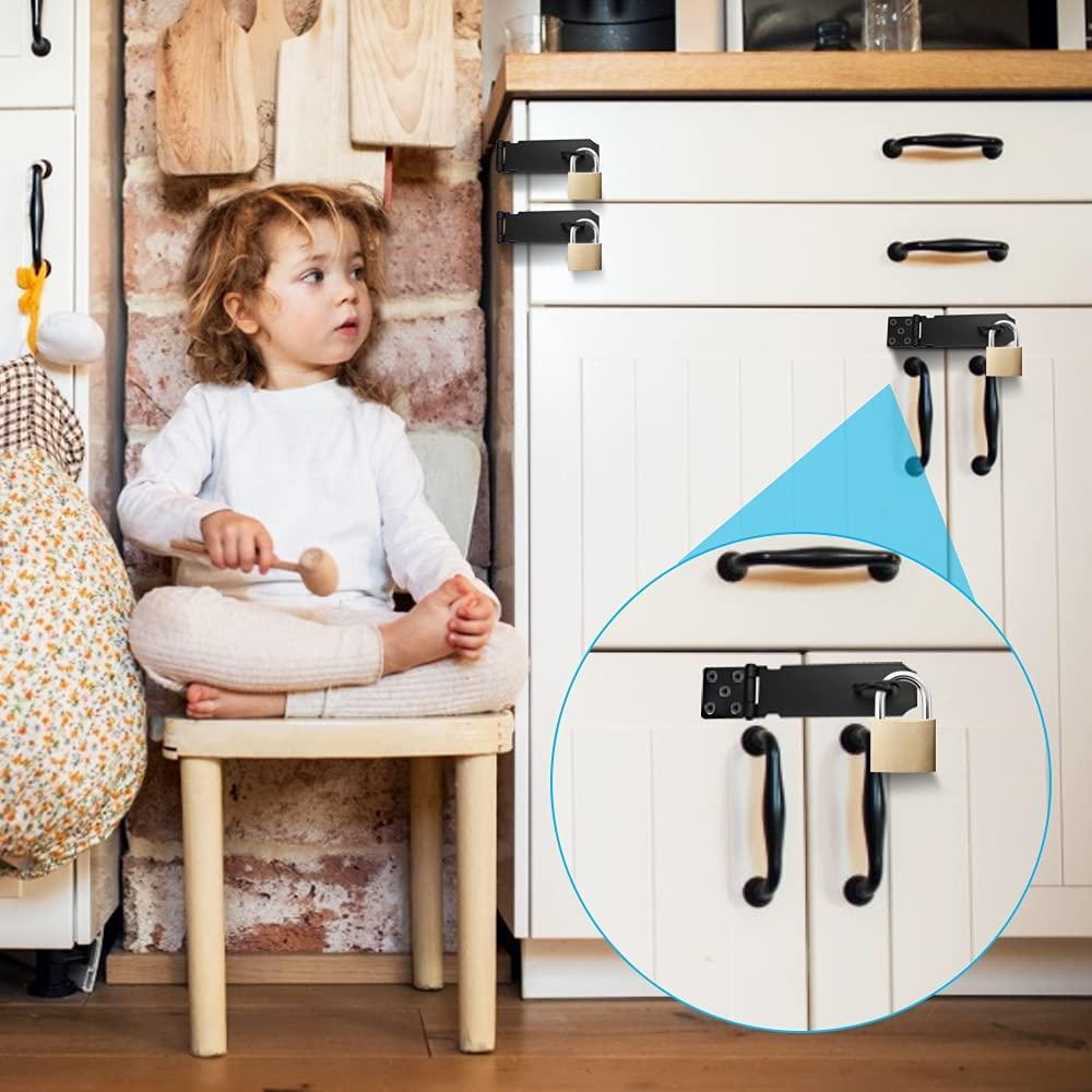 2 miếng khóa mái chèo Hasp Bar Bar Thanh không gỉ an toàn khóa trên khóa với vít khóa cửa bản lề cho khóa ổ khóa màu đen cho cửa ngăn ngăn cản cửa hàng