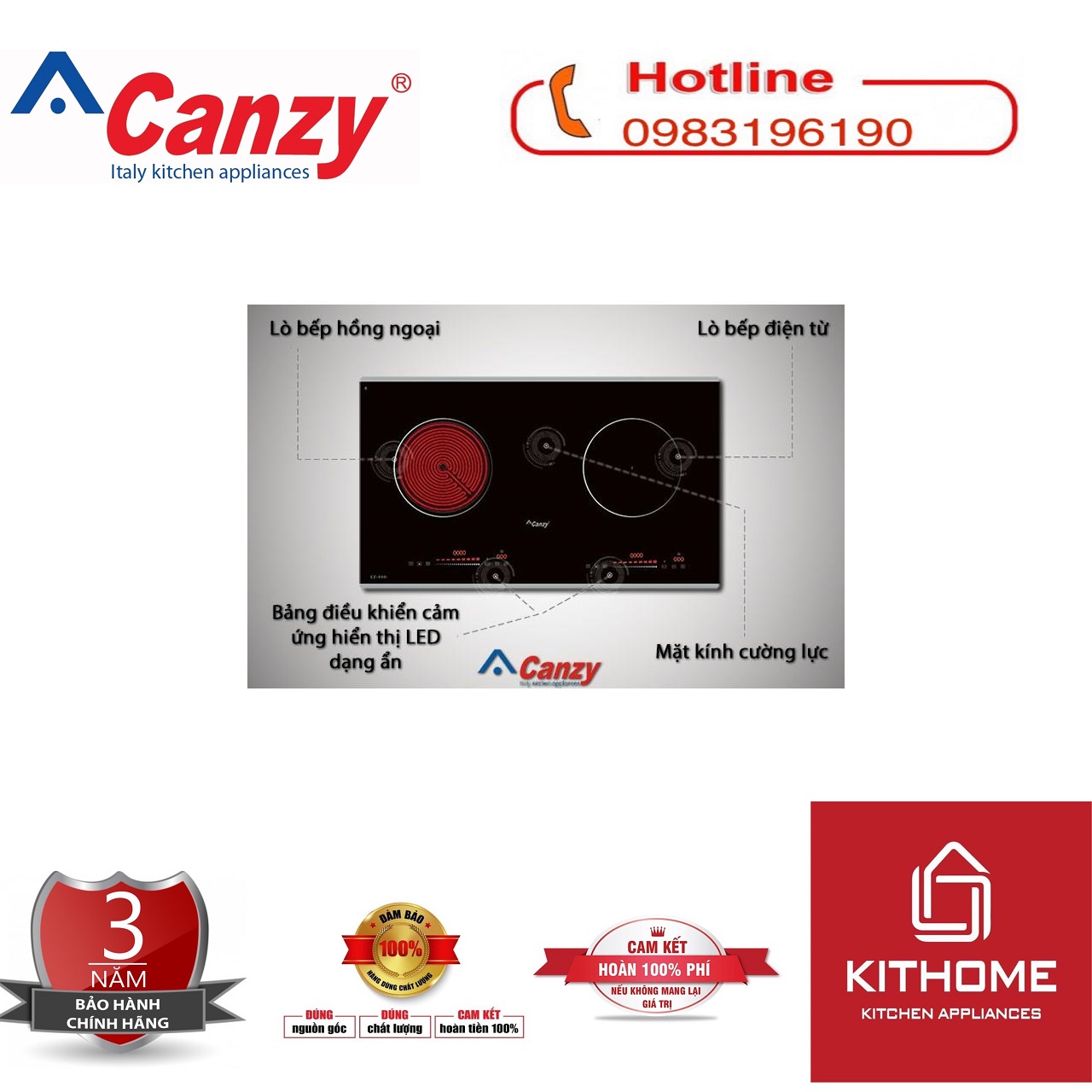 Bếp điện từ/ bếp từ đôi INVERTER Canzy CZ930