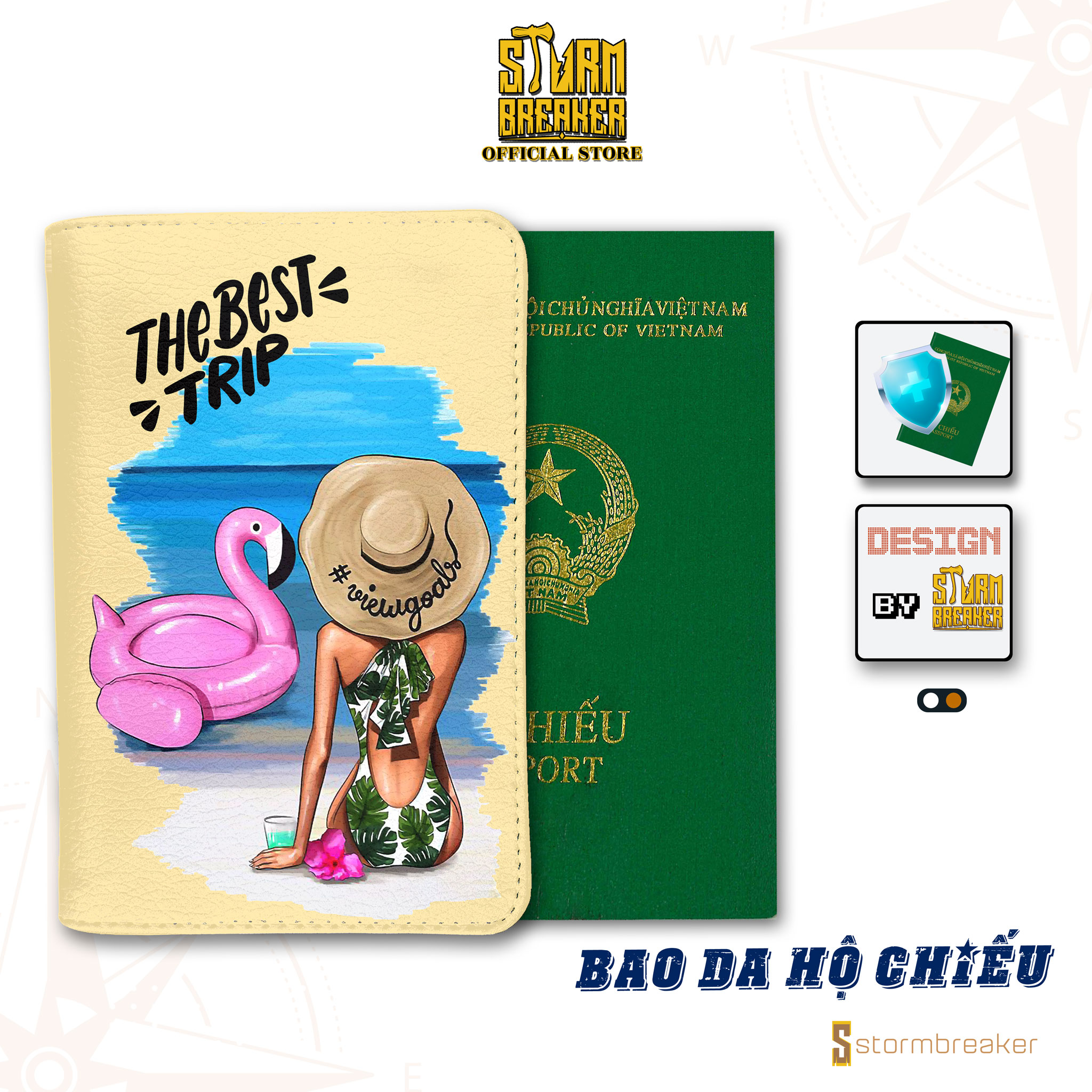 Ví Passport Du Lịch THE BEST TRIP - Bao Da Hộ Chiếu STormbreaker Siêu Dễ Thương - Passport Cover Holder GIRL WITH THE BEACH - Thiết Kế Đơn Giản - Tinh Tế - Hình Ảnh Sắc Nét - TAT014