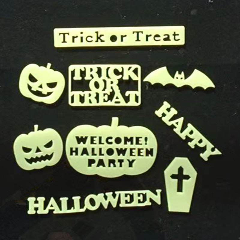 Bộ Hình Dán Dạ Quang Halloween – Hình Ma Quái, Bí Ngô, Phù Thủy, Phát Sáng Trong Bóng Tối