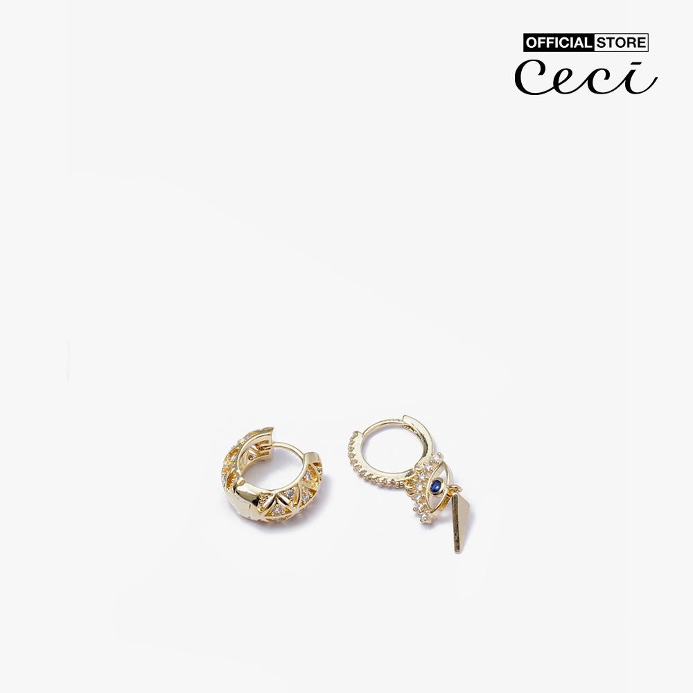 CECI - Set 3 cặp khuyên tai nữ khoen tròn đính đá sang trọng CC1-05000046