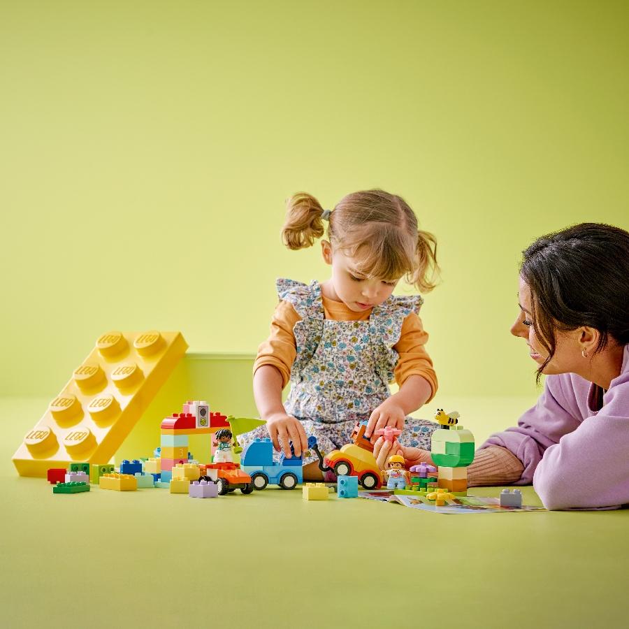 LEGO DUPLO 10439 Đồ Chơi Lắp Ráp Thùng Gạch Sáng Tạo: Xe Hơi Và Xe Tải (80 chi tiết)