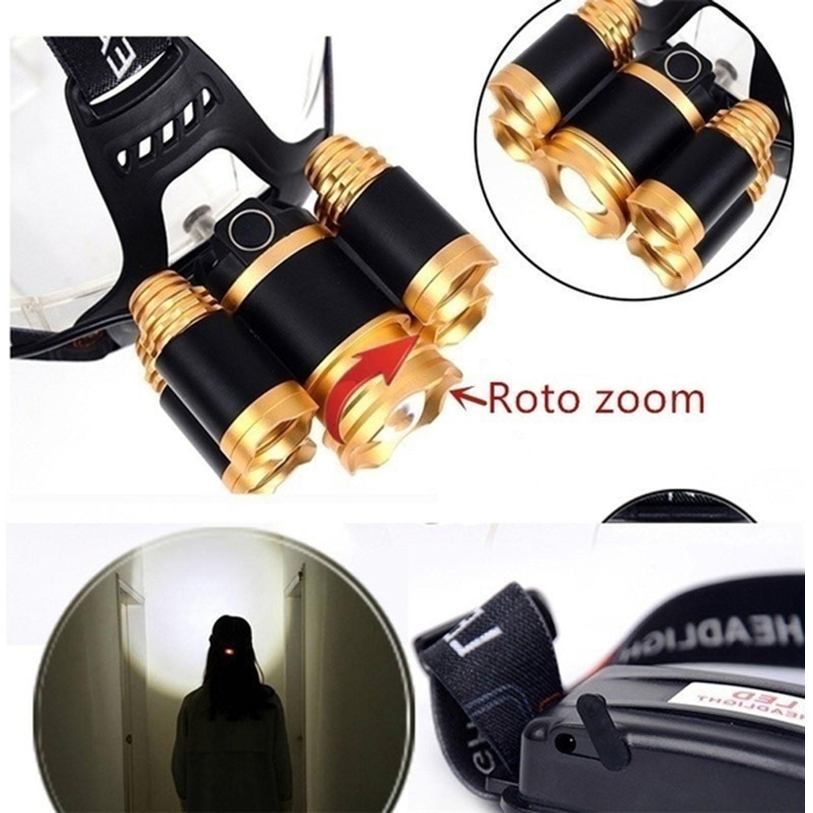 Super Bright Flashlight Rechargeable Work Headlight,Waterproof &amp; 18650 Headlamp with Zoomable Work Light, Head Lights for Camping, Hiking, Fishing