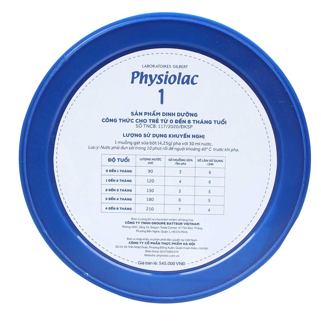 Sữa bột Physiolac số 1 900g New cho bé từ 0-6 tháng