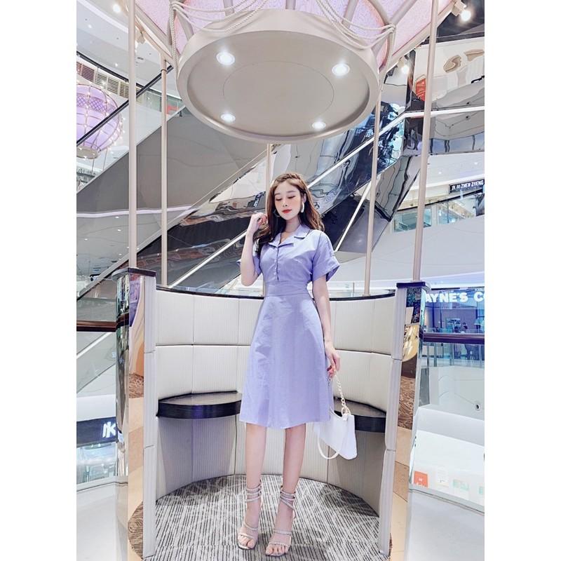 Đầm xoè cổ vest tay ngắn,thiết kế kiểu cổ điển quốc dân dễ thương, xinh đẹp (Đ256)VDVDVDVD