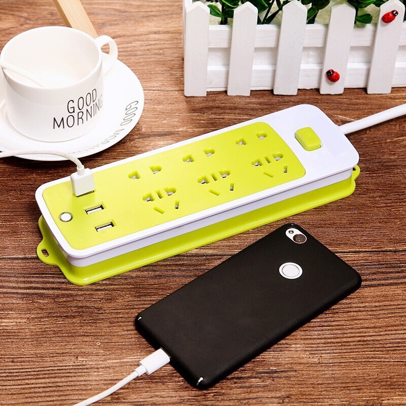 Thiết bị điện thông minh chống giật 6 lỗ cắm kèm cổng sạc USB 5V 2.4A,