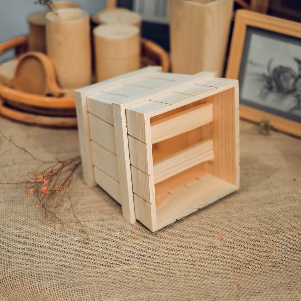 Chậu gỗ hình thang cắm hoa - Bình gỗ trang trí - Wooden post