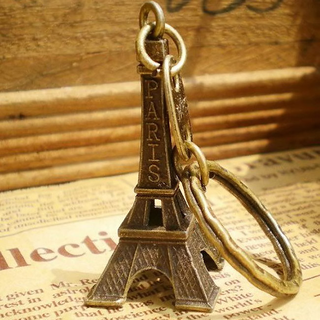 Combo 2 Móc Khoá Hình Tháp Eiffel Mạ Đồng Độc Đáo Đáng Yêu - Tặng miếng dán đa năng fixate