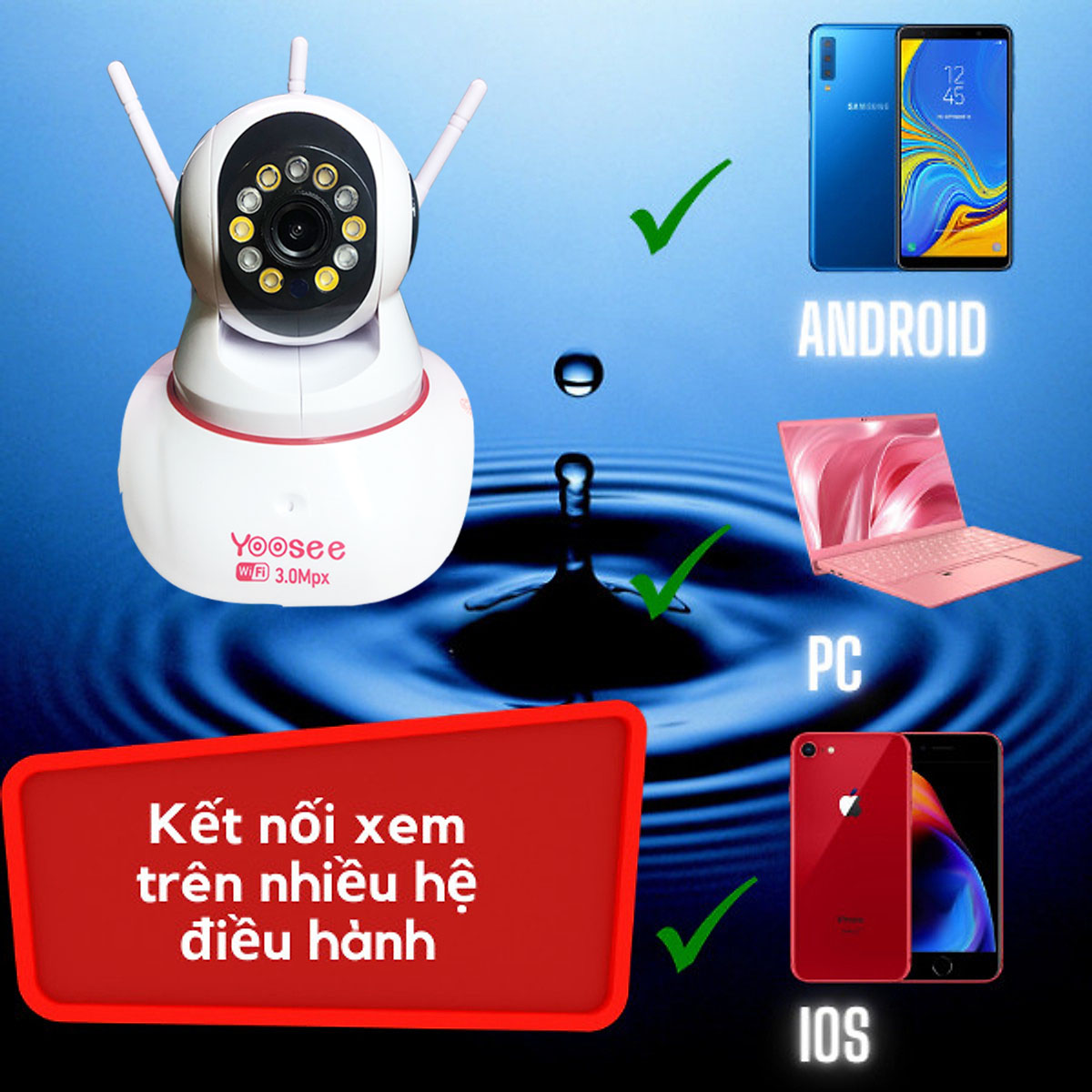 Camera Yoosee Trong Nhà Thế Hệ Mới Ban Đêm Có Màu, Đàm Thoại Hai Chiều Full HD 1080P-Hàng Nhập Khẩu