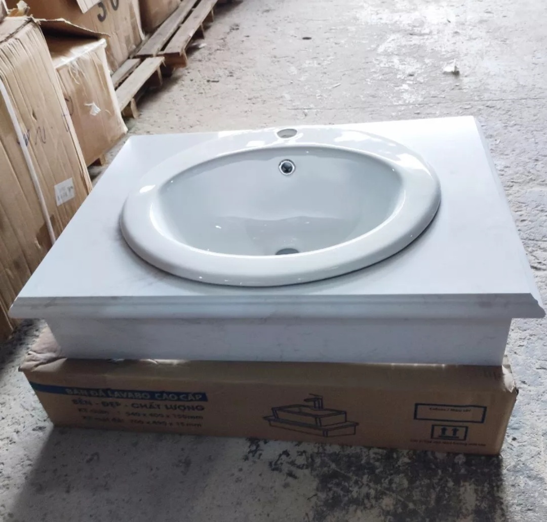 Chậu lavabo âm bàn màu trắng kiểu elip