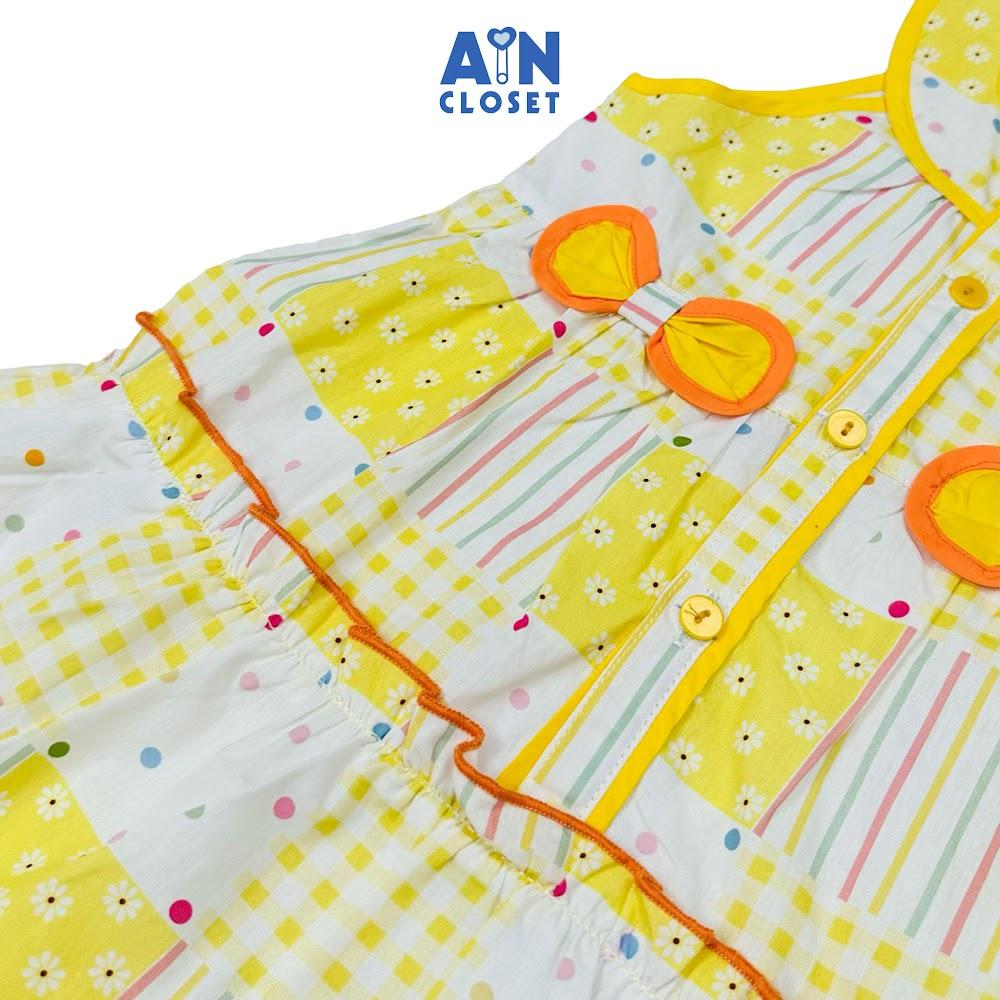 Đầm bé gái hoạ tiết Hoa Chắp Vá Vàng Cotton - AICDBGOT3OY2 - AIN Closet