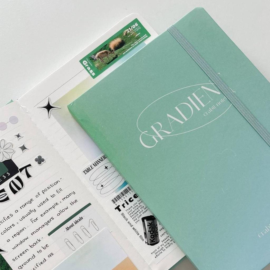 Sổ tay ghi chép kẻ ngang Crabit 130gsm làm bullet journal - Gradient Xanh lá