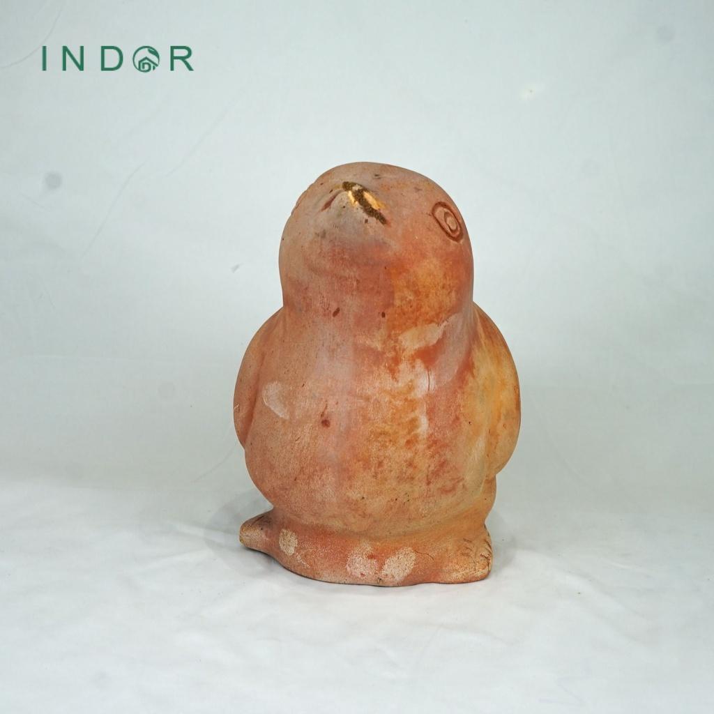 Tượng chú chim mỏ nhọn size M trang trí chất liệu đất nung terracotta Tượng decor nội ngoại thất Tượng đất nung