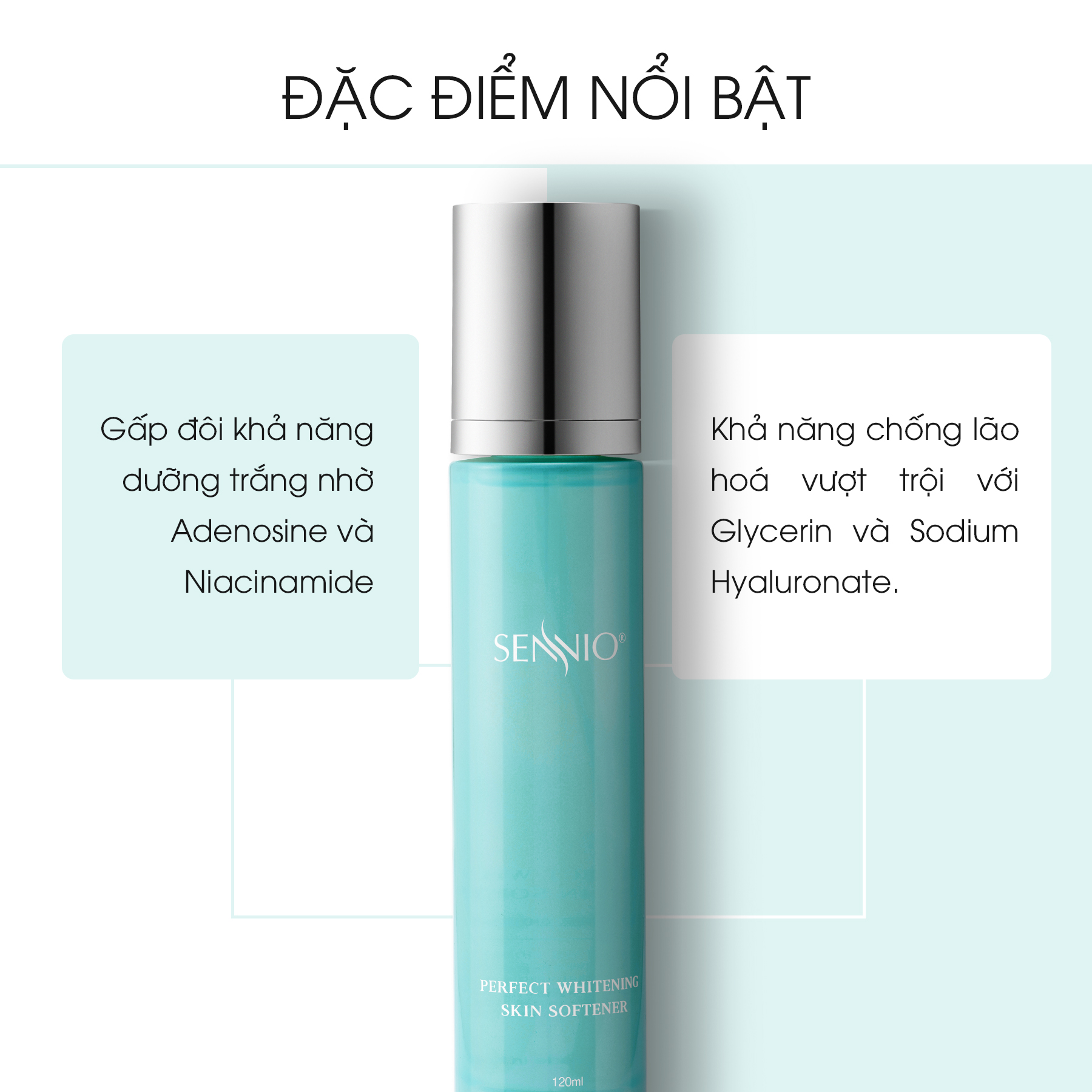 Nước hoa hồng se khít lỗ chân lông SennioPerfect Whitening Skin Softner cấp ẩm tái tạo và phục hồi da 120ml SNO 827