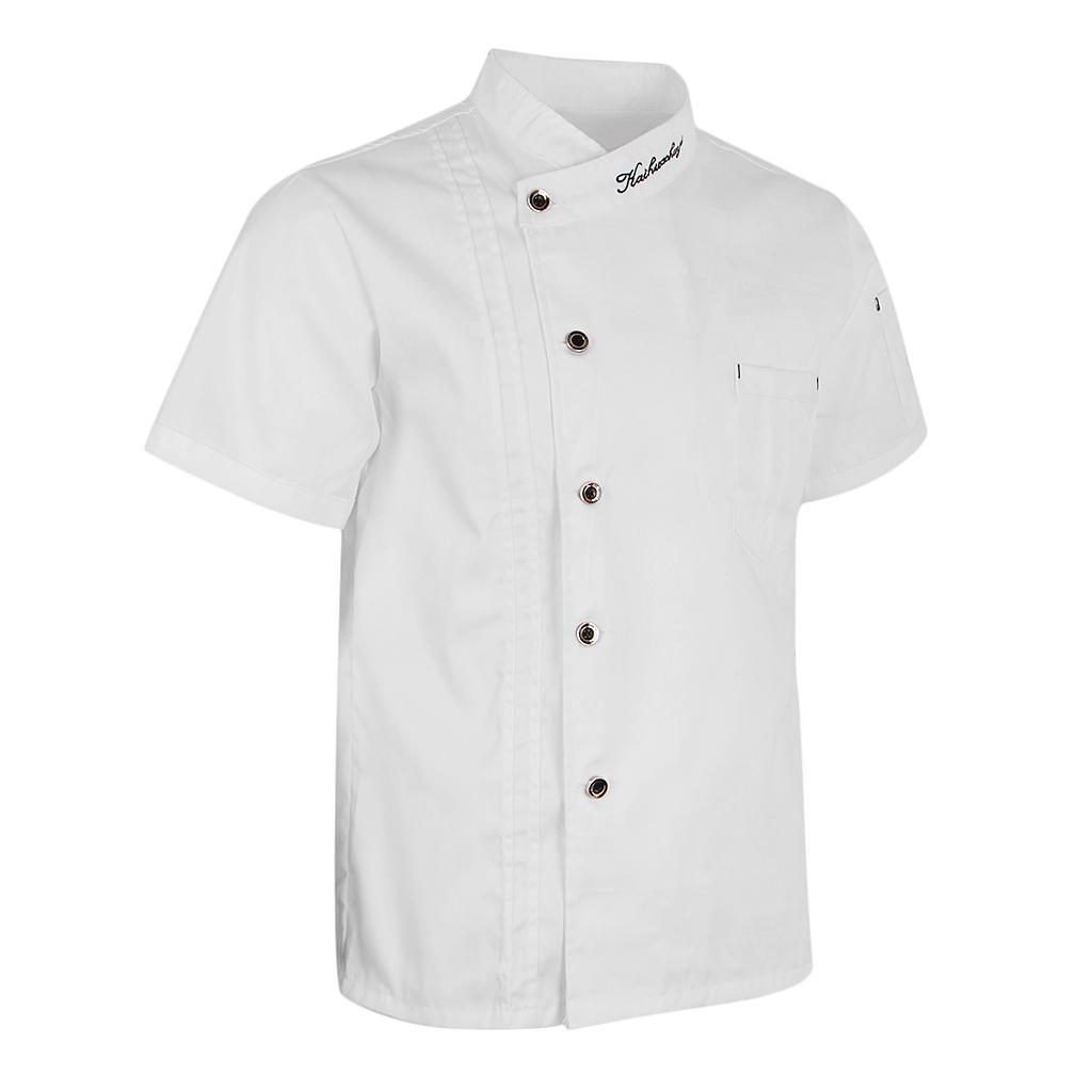 3x Unisex Chef Jackets Coat Short Sleeves Shirt Kitchen Uniforms M