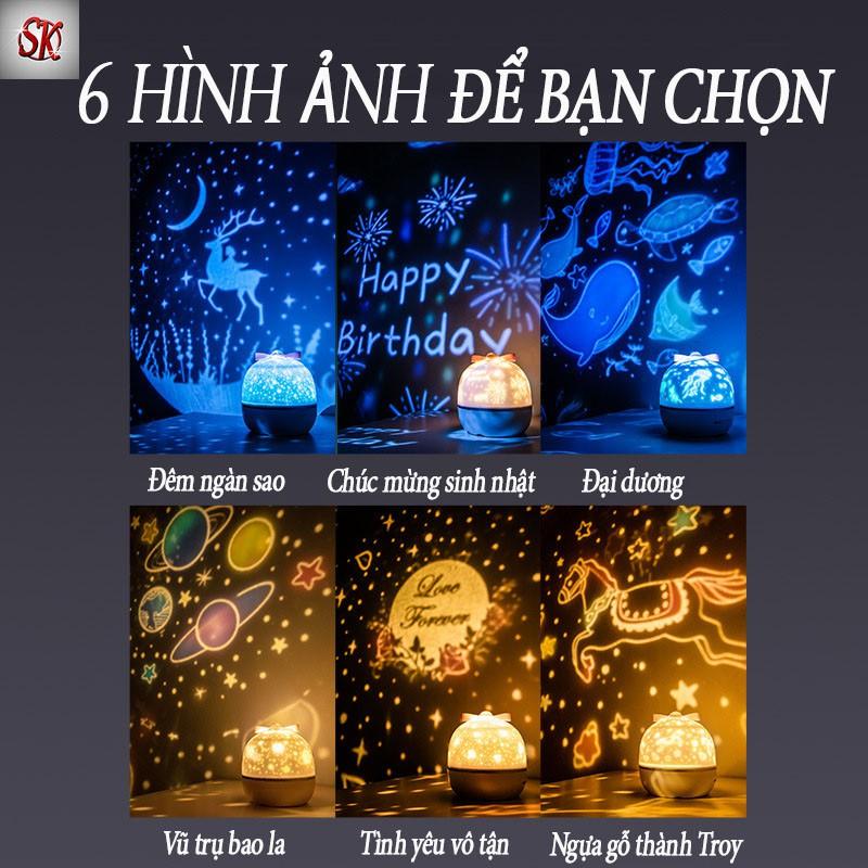 ĐÈN LED CHIẾU ĐA HÌNH NHẠC BLUETOOTH HIỆU ỨNG TRỜI ĐẦY SAO PHÁT NHẠC -XOAY 360 ĐỘ