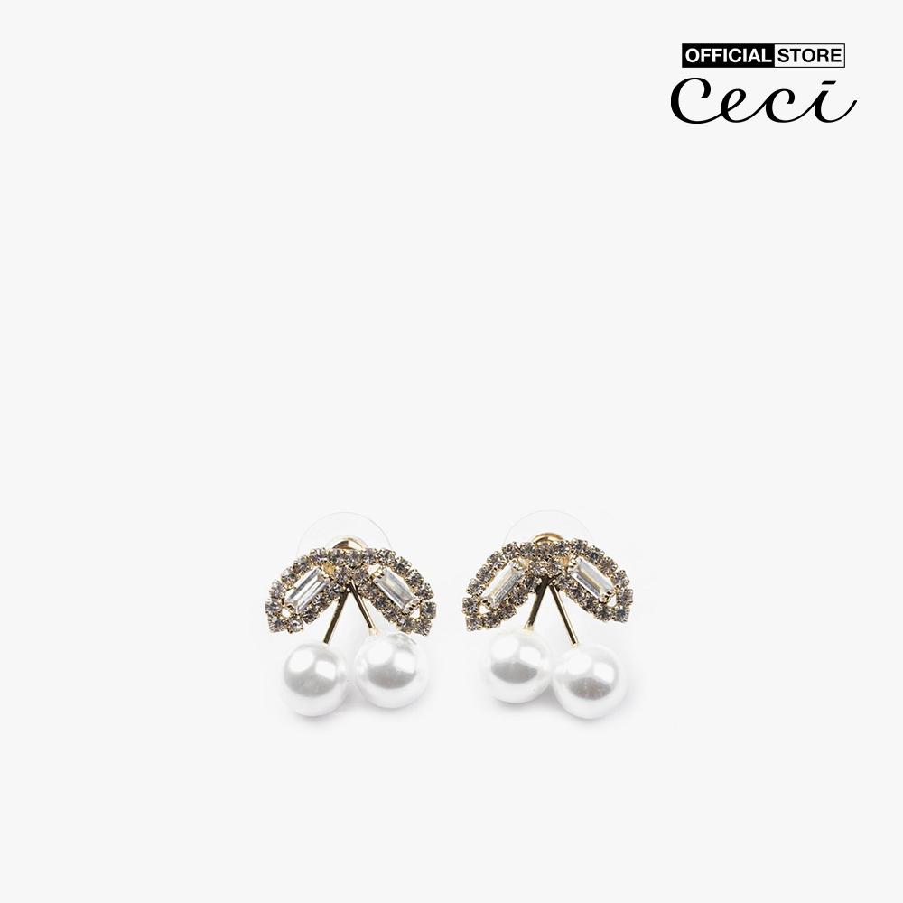 CECI - Khuyên tai nữ xỏ lỗ thiết kế đính đá phối ngọc trai sang trọng CC1-09000093-03
