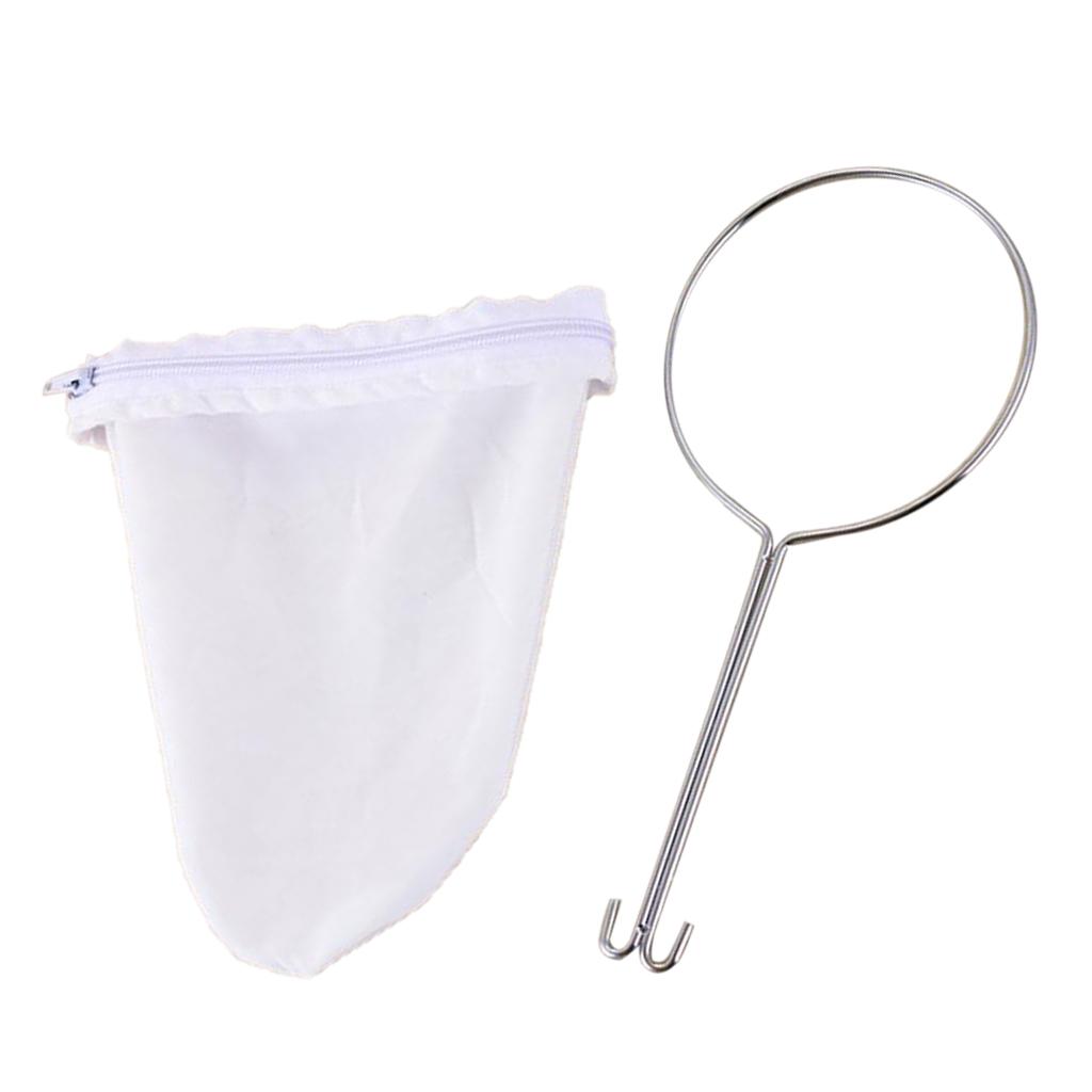 Stainless Steel Handle Coffee Tea Cloth Strainer Filter Sock Bag S