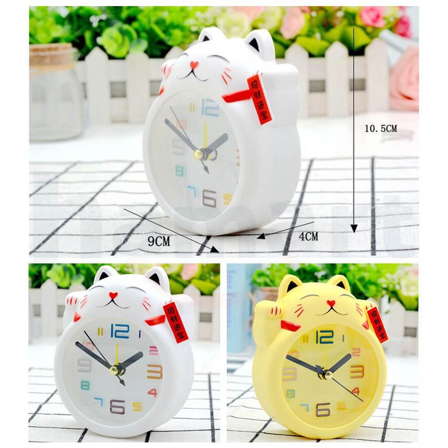 Đồng Hồ Báo Thức Để Bàn Đồng Hồ Báo Thức Mini Mèo Thần Tài Cute