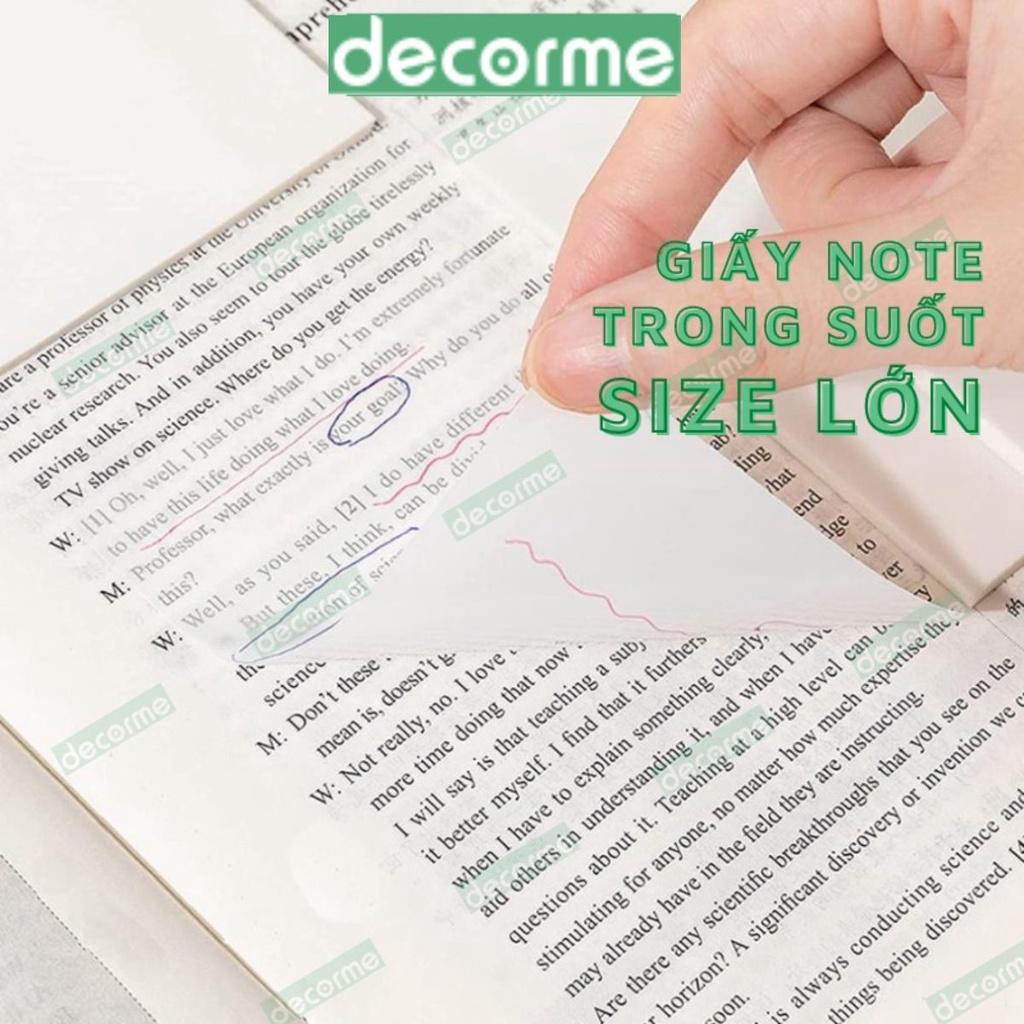 Giấy note copy DecorMe giấy note trong suốt tàng hình giấy ghi chú nhiều màu không thấm nước phụ kiện văn phòng phẩm