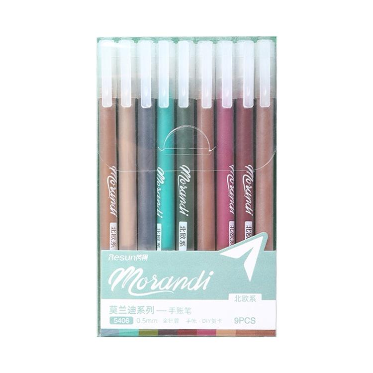 Set 9 Bút gel Morandi 0.5mm Bút gel nhiều màu viết sổ tay trang trí thiệp bullet journal