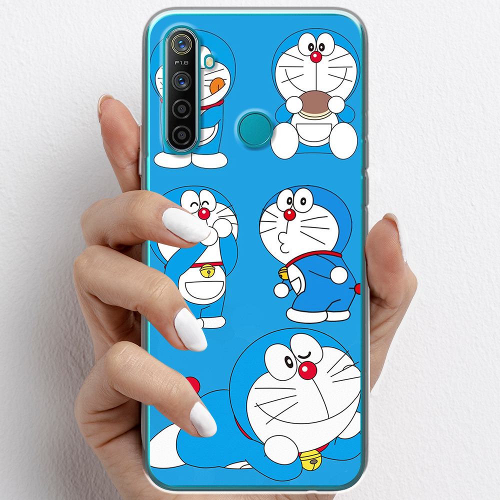 Ốp lưng cho Realme 5 Pro nhựa TPU mẫu Doraemon ham ăn