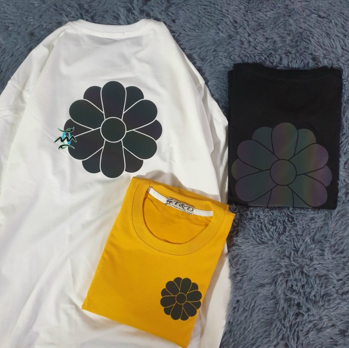 Áo Thun Phản Quang 7 Màu Unisex Hình Bông Cúc, ÁO THUN NAM NỮ COTTON FORM RỘNG PHẢN QUANG 7 MÀU HÌNH BÔNG CÚC, Áo Thun Nam Nữ Teen in Bông Cúc Phản Quang 7 Màu Bao Hot