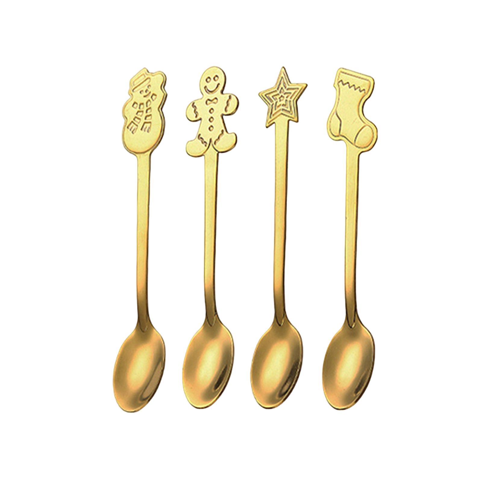 4x Mini Coffee Spoons Stainless Steel Spoon for Cafe Room Dessert