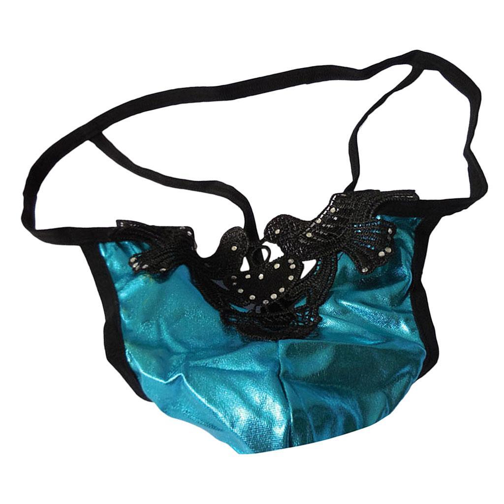 3-4pack Men's Sexy G-string T-back Briefs Underwear Birds Embroidered Thong Blue