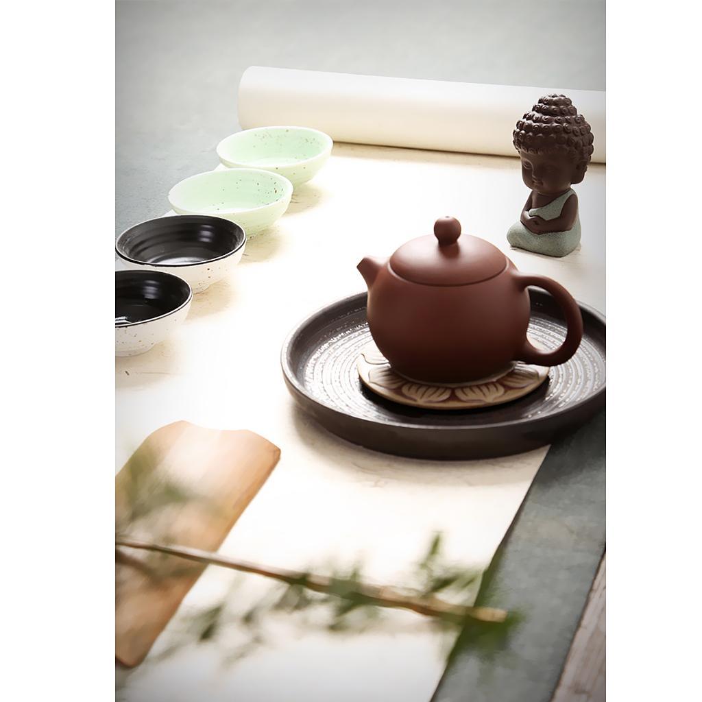 2X Little Monk Buddha Ceramic Statues Holder Tea Pet Home Tea Tray Decor Blue