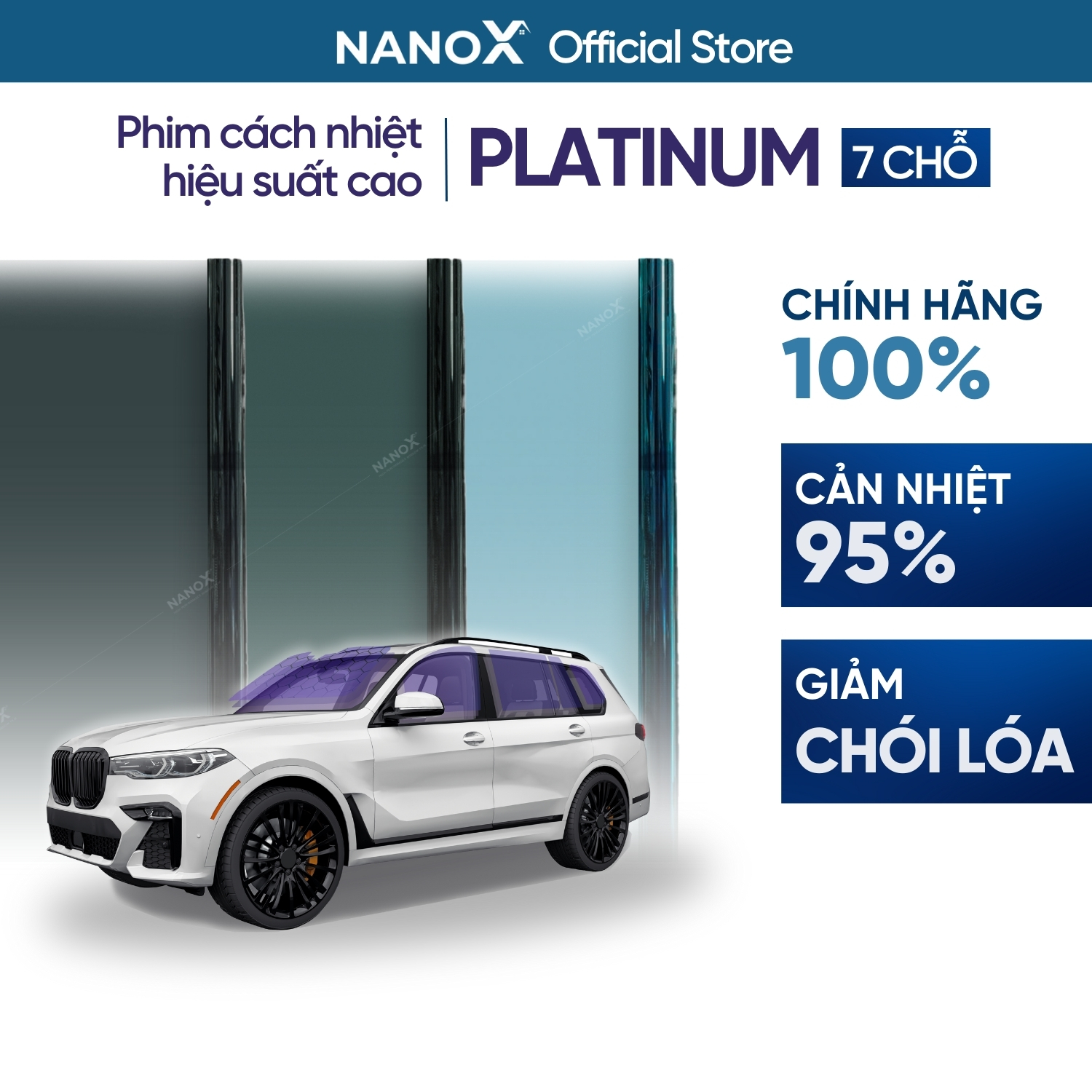 Phim cách nhiệt ô tô 7 chỗ gói cao cấp siêu cách nhiệt NanoX Platinum