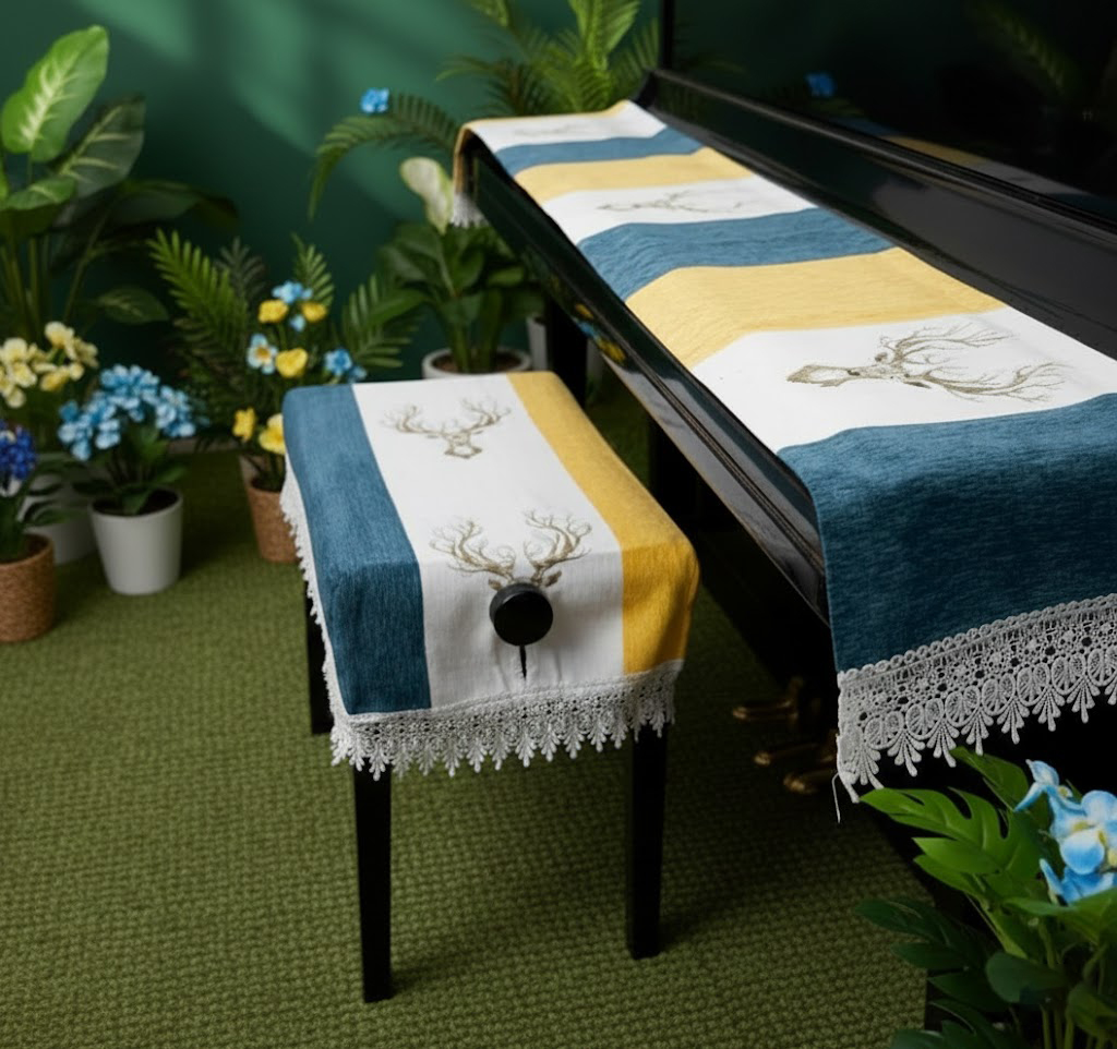 Khăn phủ đàn piano cơ đàn piano điện tử 88 phím trang trí năm mới Tết giáng sinh noel sang trọng cao cấp - Hàng chính hãng