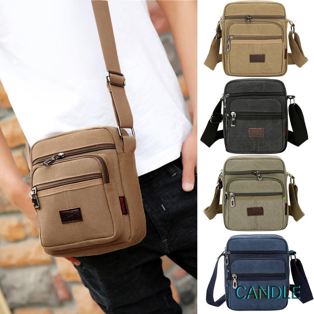 Túi Canvas Đeo Chéo Có Khóa Kéo Tiện Dụng Cho Nam
