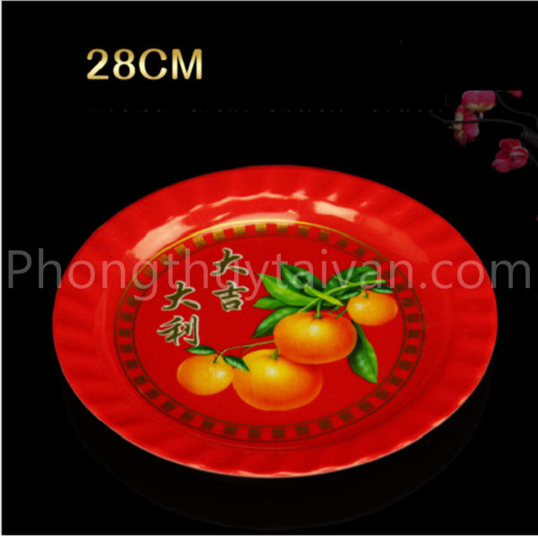 Dĩa Trái cây Đỏ Trái Đào Bẹt,không Đế tiện lợi