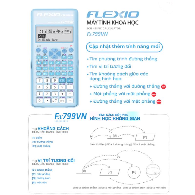 Máy Tính Khoa Học Flexio - Thiên Long Fx799VN - Màu Xanh Bạc Hà