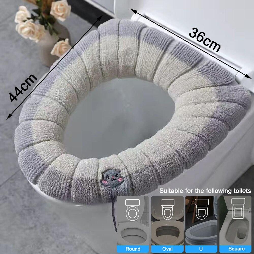 Washable Toilet Seat Case Cover Mat Set Warmer Universal Soft Bathroom Toilet Seat Cushion Cover Closestool Seat Case Lid Covers