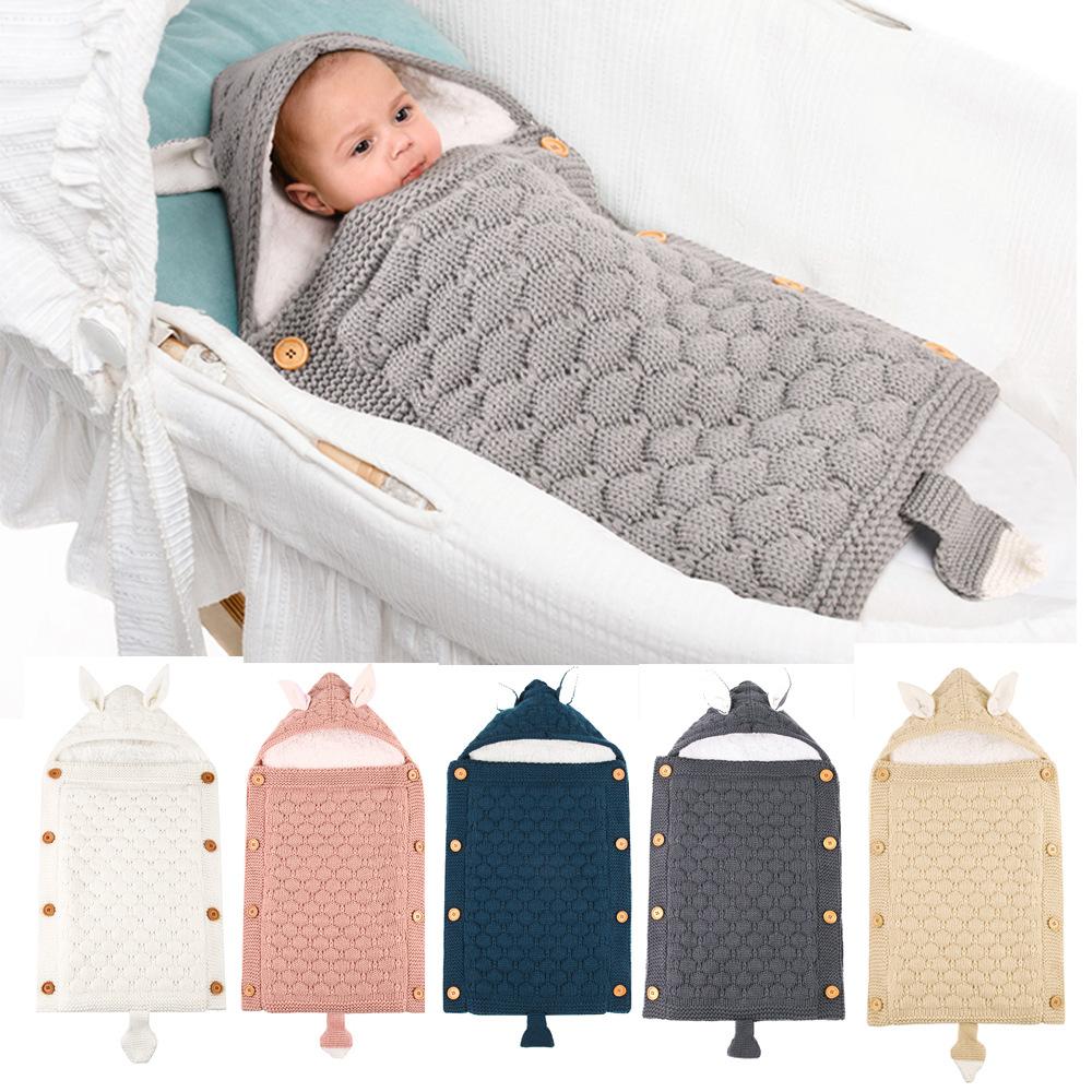 Trẻ Sơ Sinh Xe Đẩy Túi Ngủ Cho Bé Bao Dệt Kim Đầm Footmuff Tập Đi Cho Bé Giấc Ngủ Bao Bunny Trẻ Sơ Sinh Đan Ngủ Giường Bao