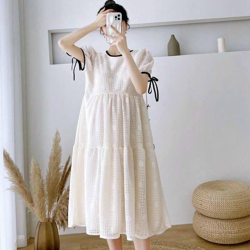 Váy bầu suông bauxinh - Váy bầu thời trang thiết kế chất lụa hàn freesize từ 45 đến 70kg